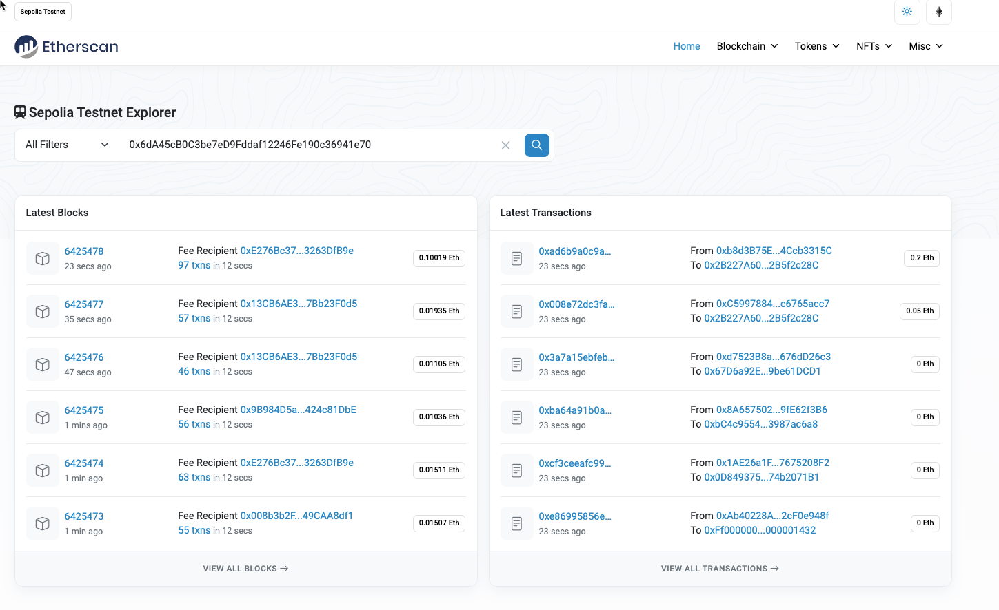 Transaction detail from Sepolis Lineascan